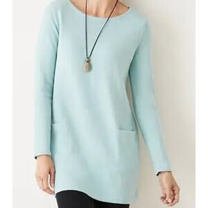 J. Jill Pure Wool & Cotton Sweater Womens Large Long Sleeve with Front Pockets